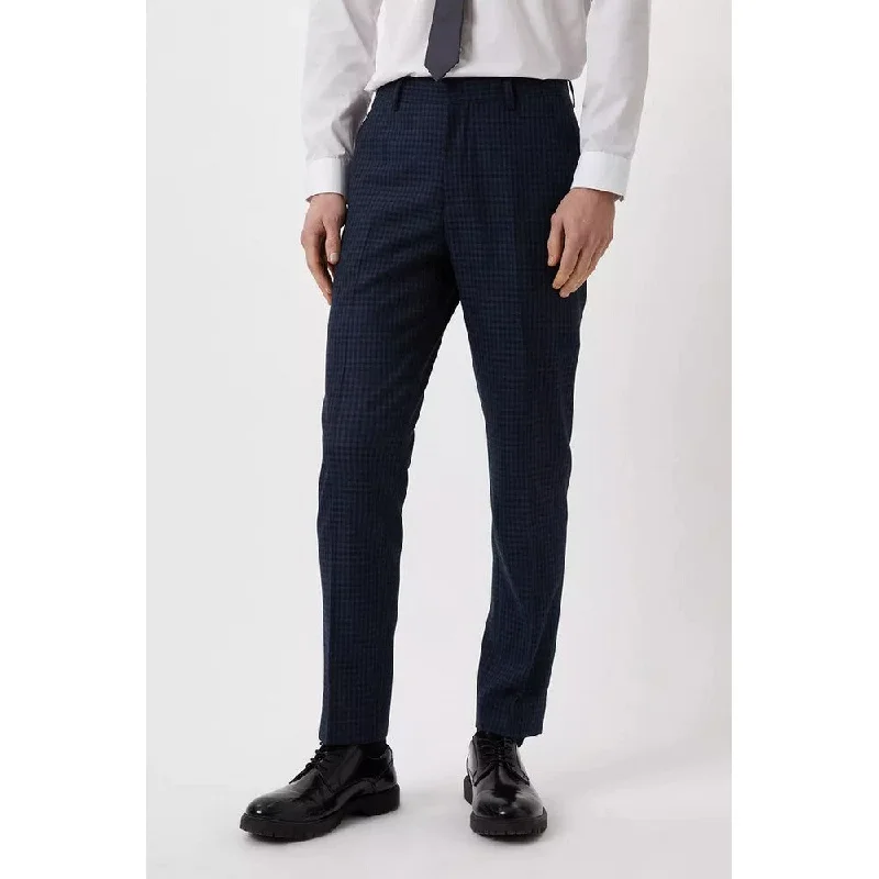 Burton Mens Small Scale Check Slim Suit Trousers