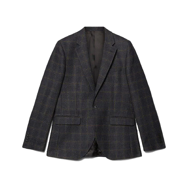 Burton Mens Windowpane Check Single-Breasted Slim Blazer