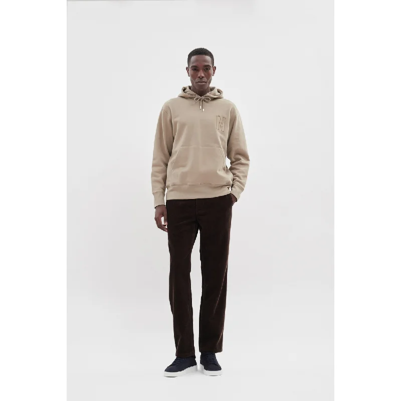 Arne Relaxed Fleece N Logo Hoodie Sand