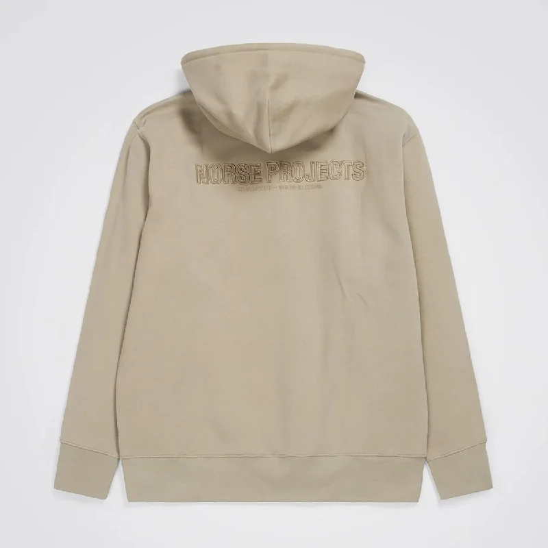 Arne Relaxed Fleece N Logo Hoodie Sand