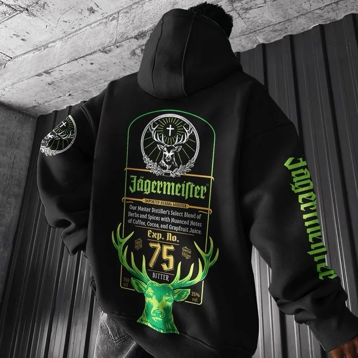 Oversized Casual Men’s Jägermeister Hoodie