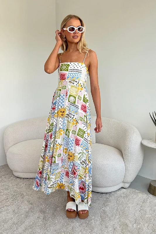 Multi Abstract Maxi Dress Strappy