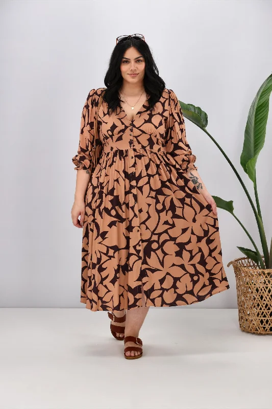 Sunday Boho Minnie Dress Tan Floral