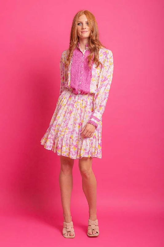 Allie Mini Shirt Dress Pink Floral