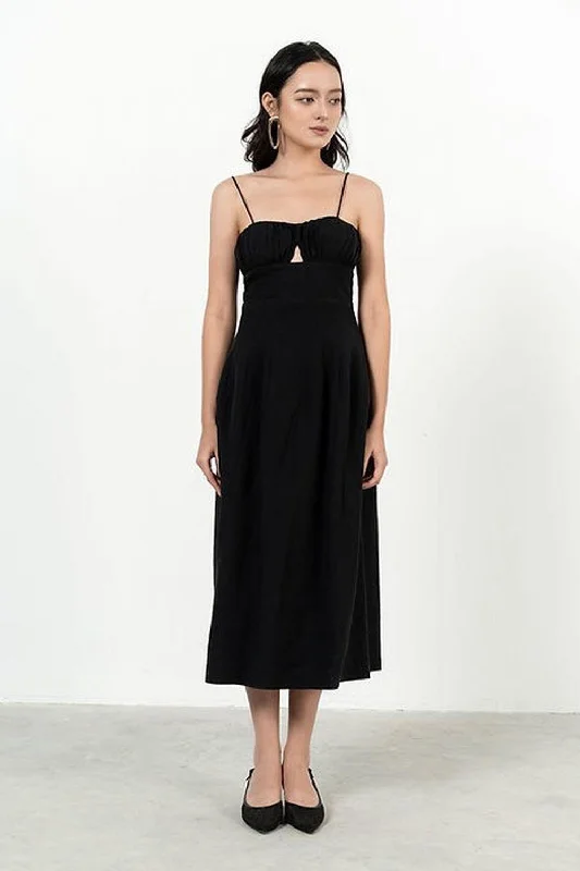 Christina A-line Spaghetti Strap Cotton Midi Dress