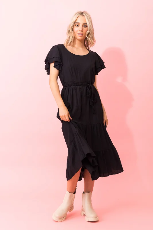 Eva Midi Dress Black Viscose