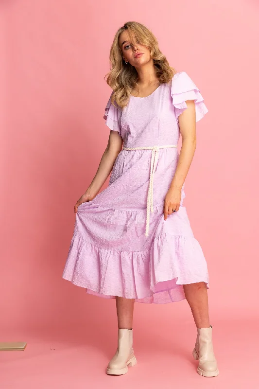 Eva Midi Dress Lavender Cotton