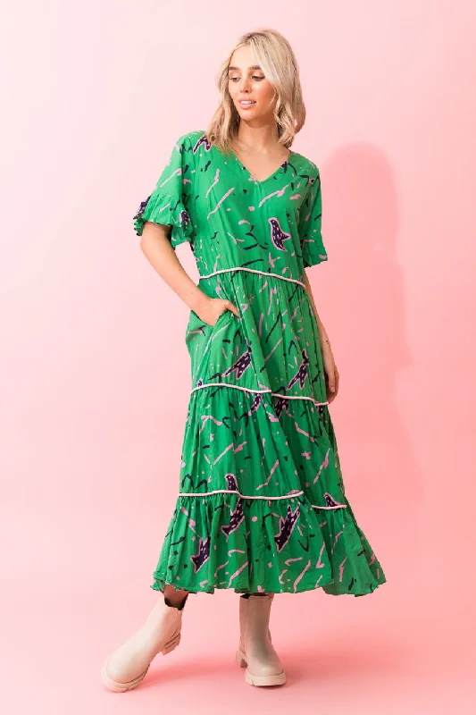 Fox Midi Dress Green