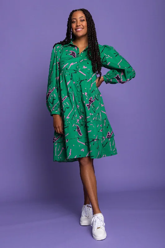 Foxy Shirt Dress Green