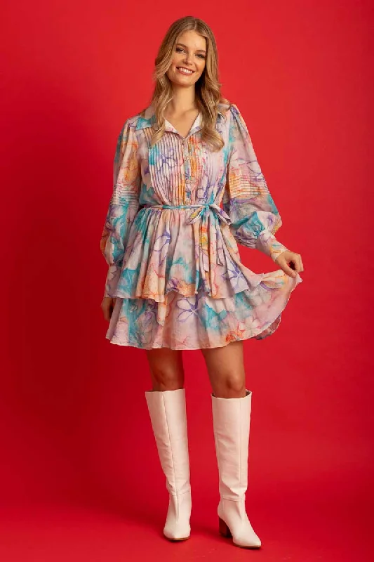 Larissa Mini Shirt Dress Pastel