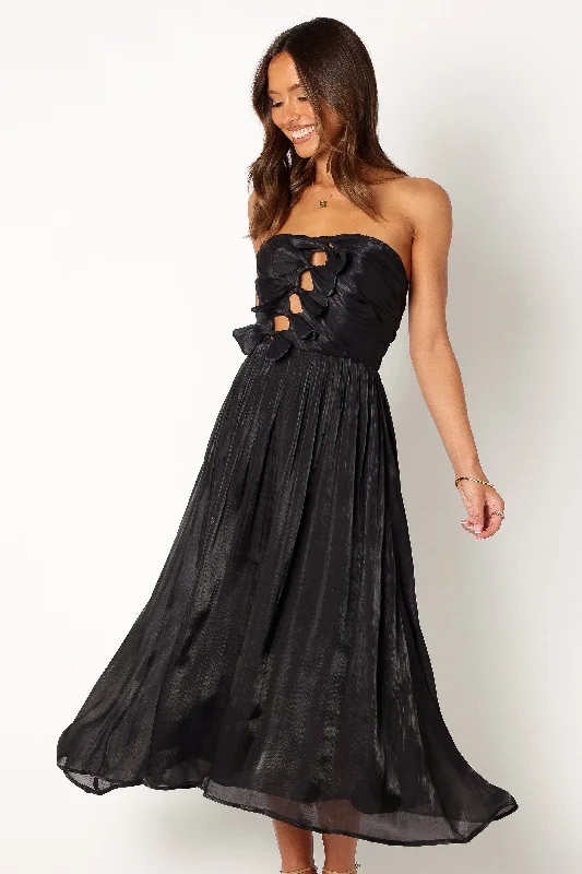 Mila Strapless Midi Dress - Black