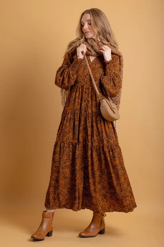 Nat Maxi Dress Burnt Orange Floral