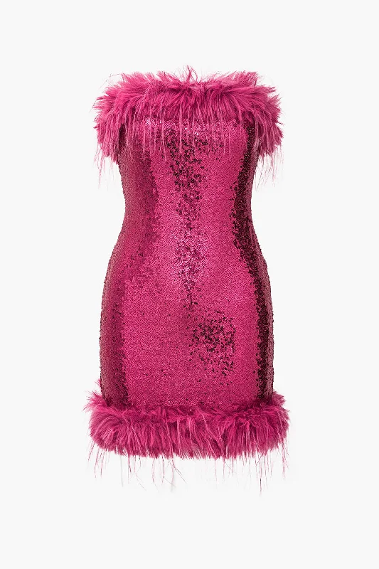 Sequin Feather Sleeveless Mini Dress