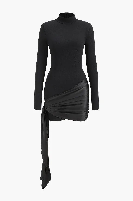 Tie Knot Long Sleeve Mini Dress