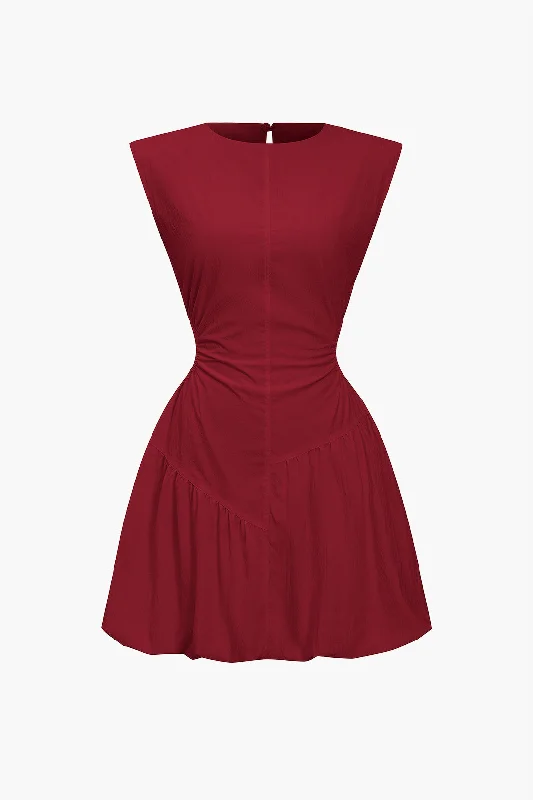 Ruched Sleeveless Mini Dress