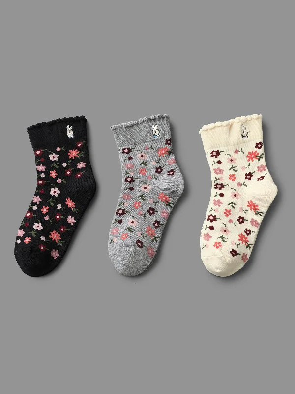 3 Pairs Ditsy Floral Mid-Calf Socks