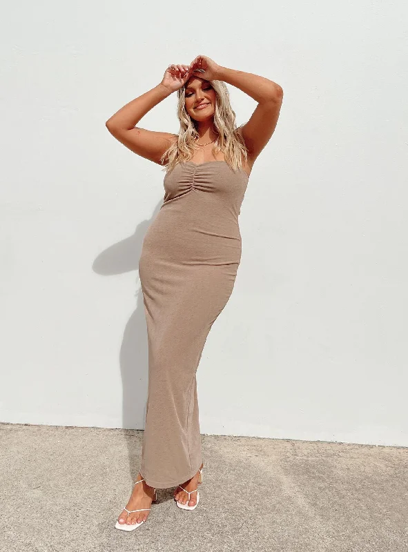 Charm Strapless Maxi Dress Brown