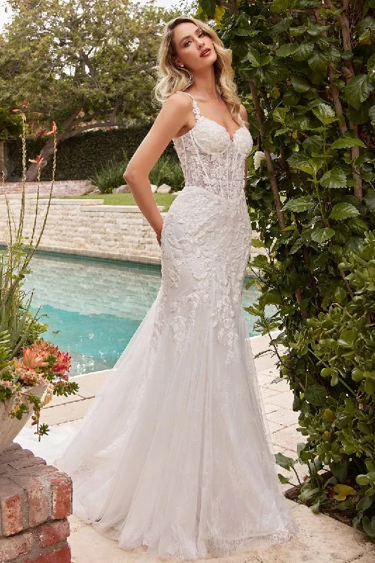 Cinderella Divine S432W Long Fitted Lace Mermaid Wedding Dress