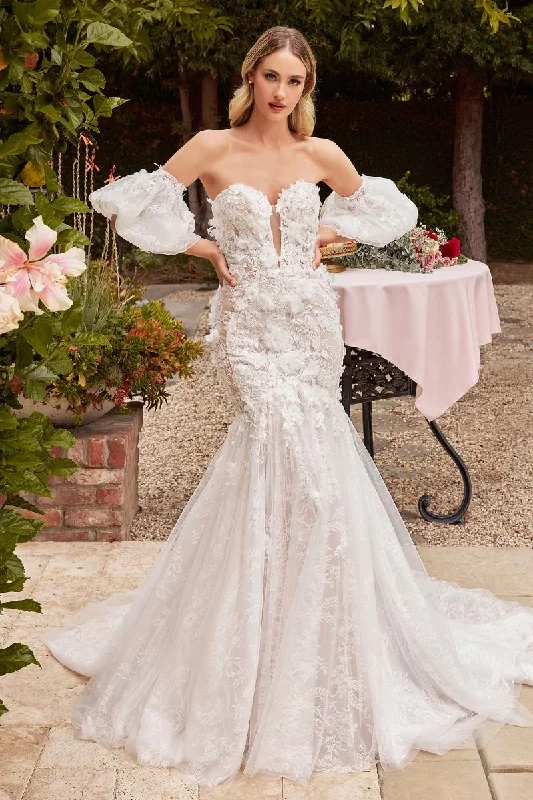 Cinderella Divine S434W Long Strapless Mermaid Wedding Dress