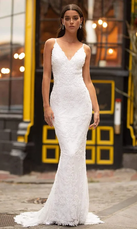 Primavera Bridal - 3600 Beaded V Neck Sheath Dress