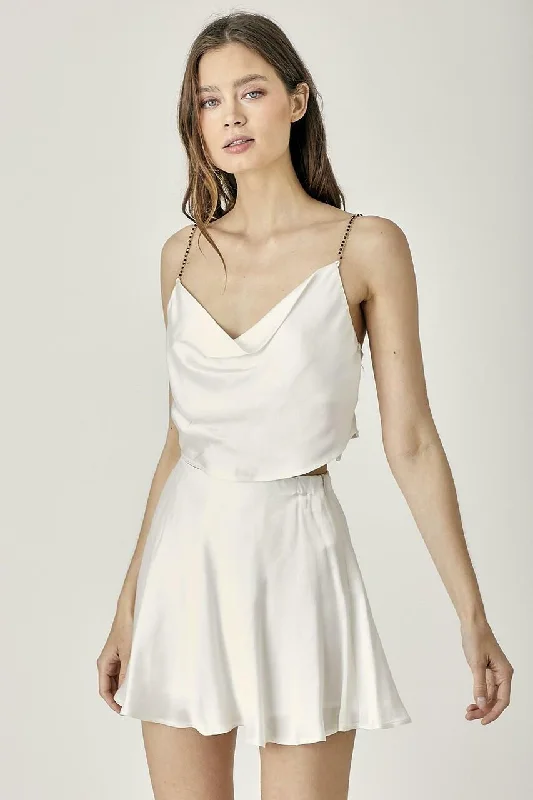 Selma White Satin Two-Piece Mini Dress