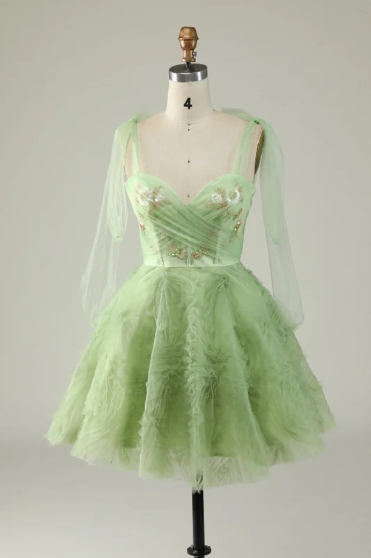 Sweetheart Green A Line Cocktail Dress with Beading