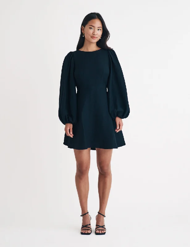 Black Balloon Sleeve Zola Mini Dress