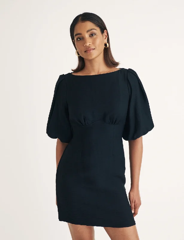 Black Puff Sleeve Hannah Mini Dress