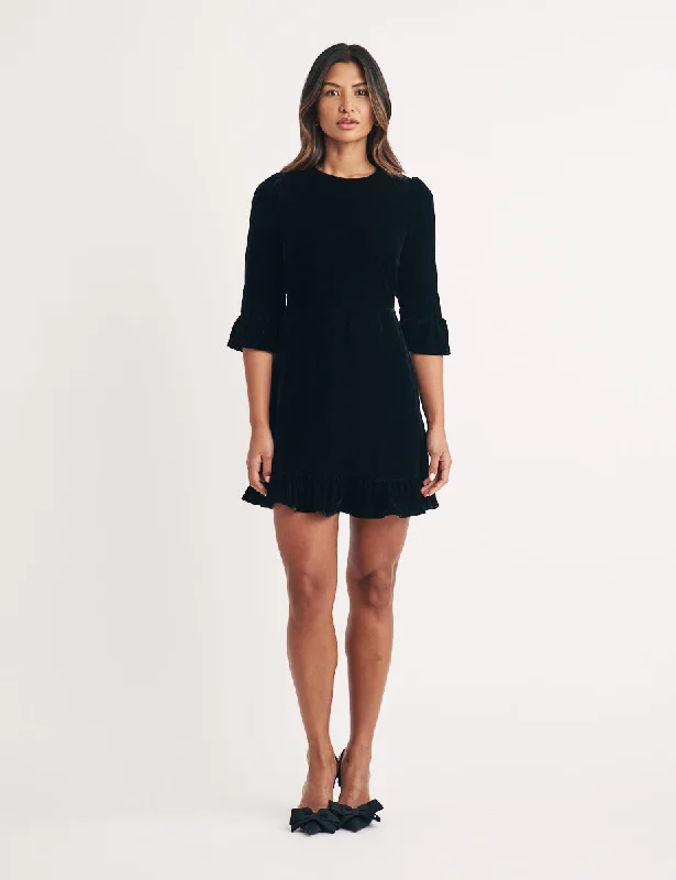 Black Velvet Fleur Mini Dress