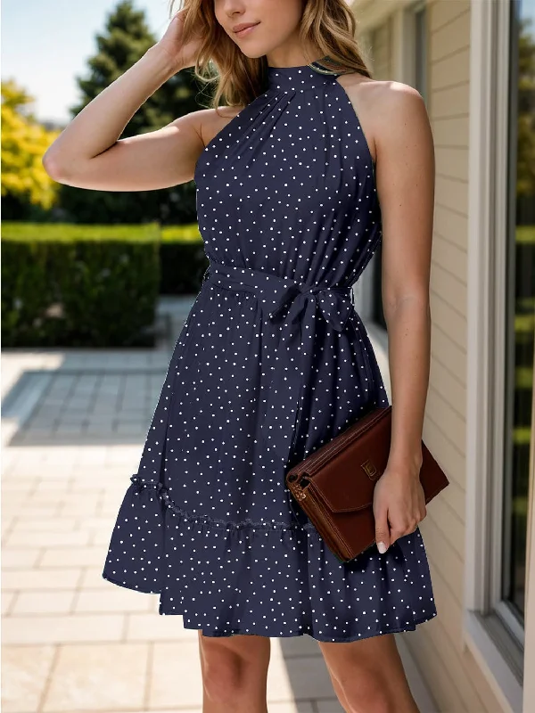 Chic polka dot sleeveless dress